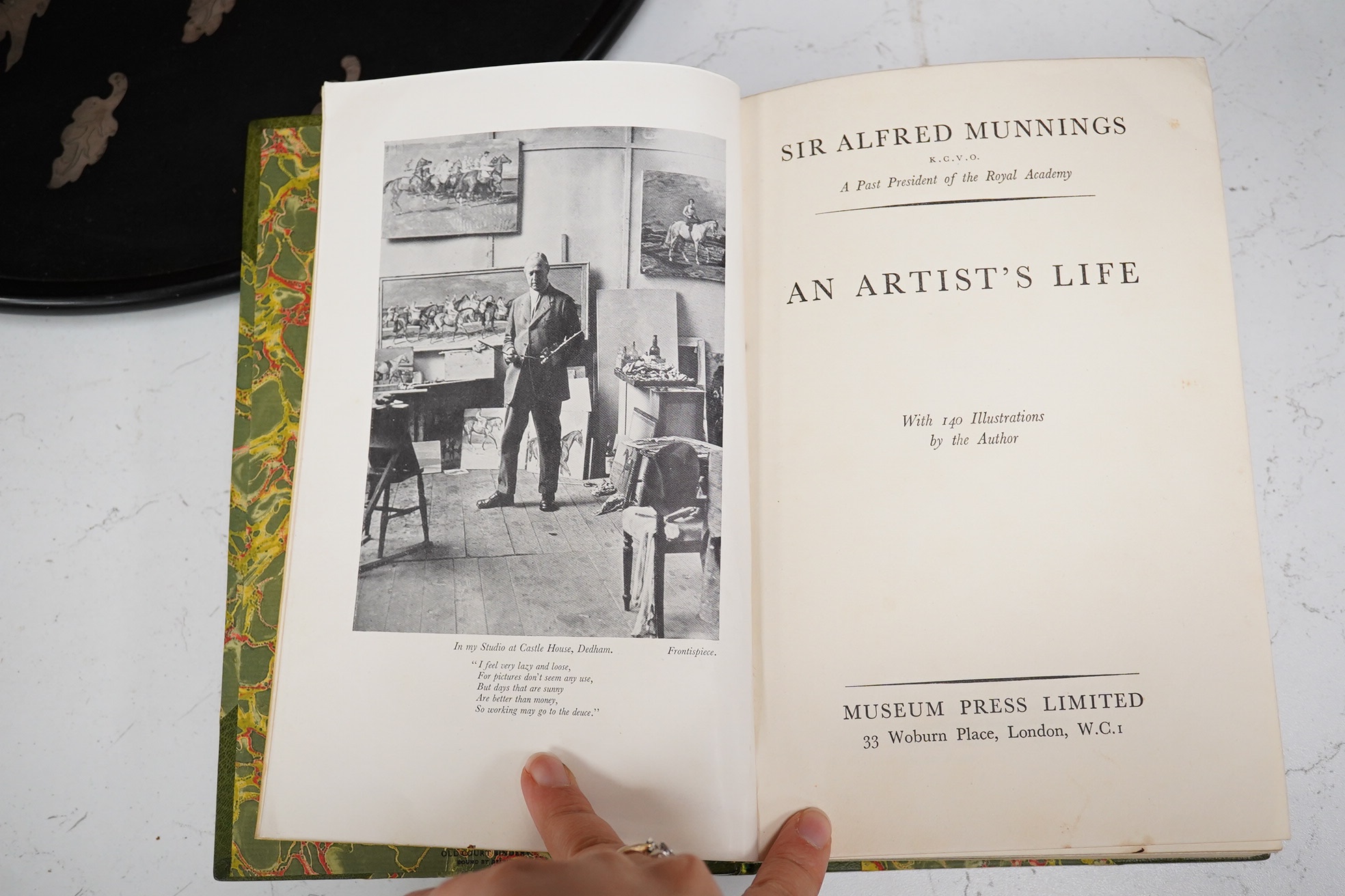 Munnings, Sir Alfred - three works, An Artist's Life; The Second Burst and The Finish, 8vo, half green morocco with marbled boards, Museum Press Limited, London, 1950